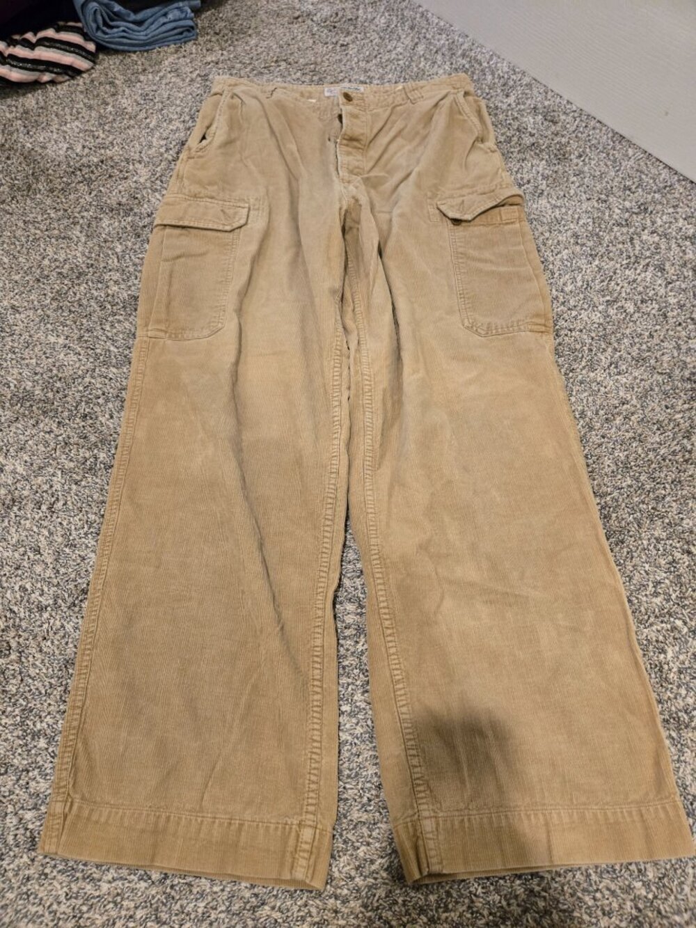 Vintage Abercrombie & Fitch Y2K Khaki Cargo Corduroy Pants 34x31 - Picture 2 of 3